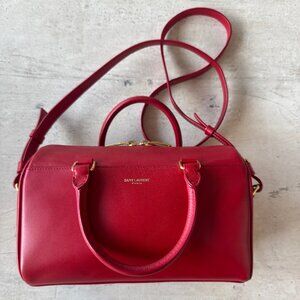 Red Saint Laurent Calfskin Boston Tote Bag -- Barely Used